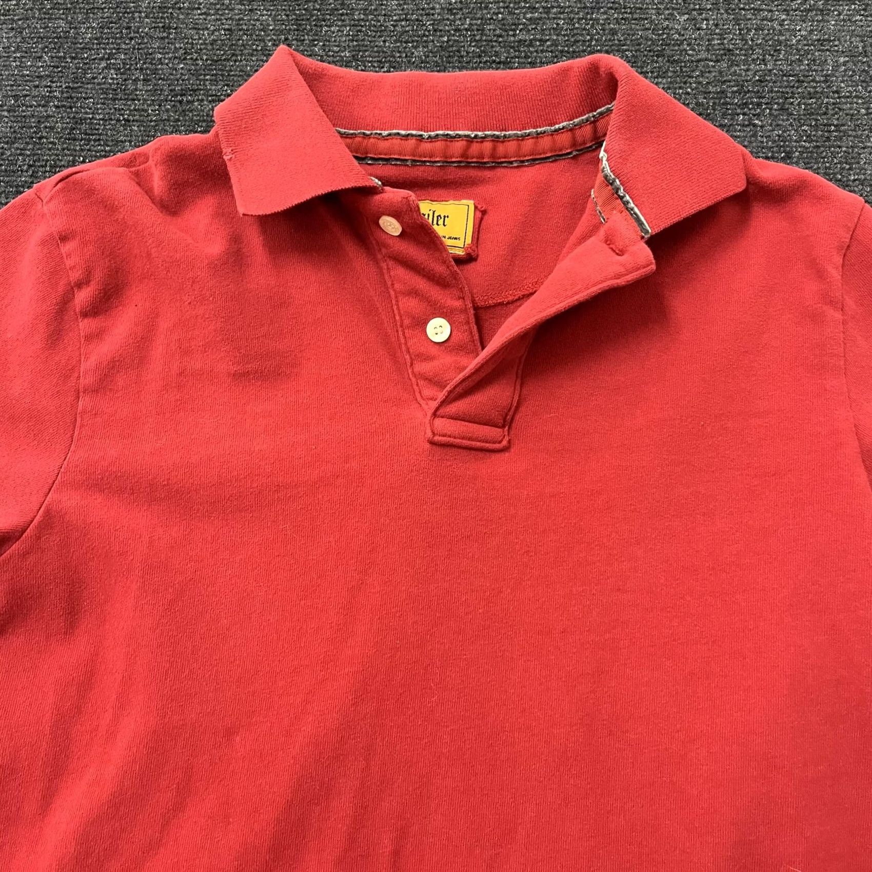 Vintage Trailer Polo Shirt Mens Large Red Long Sleeve Cotton Knit Collared Top Size US L / EU 52-54 / 3 - 2 Thumbnail