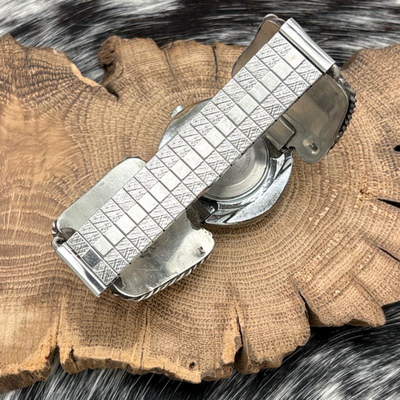 Native Timex Watch With 1960s Native American NAVAJO Sterling Tips Size ONE SIZE - 4 Thumbnail