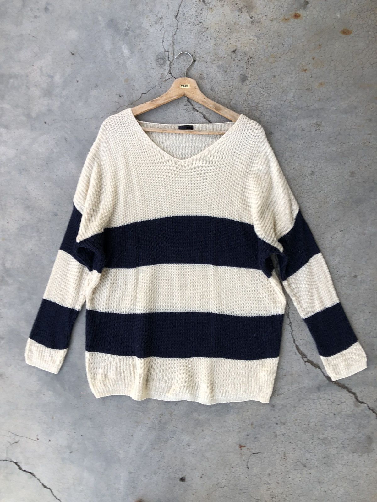 Japanese Brand Vintage Stripe Knitsweater, Coats, Jacket Pullover Size US XL / EU 56 / 4 - 1 Thumbnail