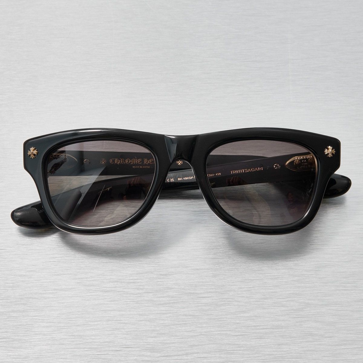 Chrome Hearts CHROME HEARTS TRITITSAGAIN BLACK 18K GOLD PLATED SUNGLASSES Size ONE SIZE - 7 Thumbnail