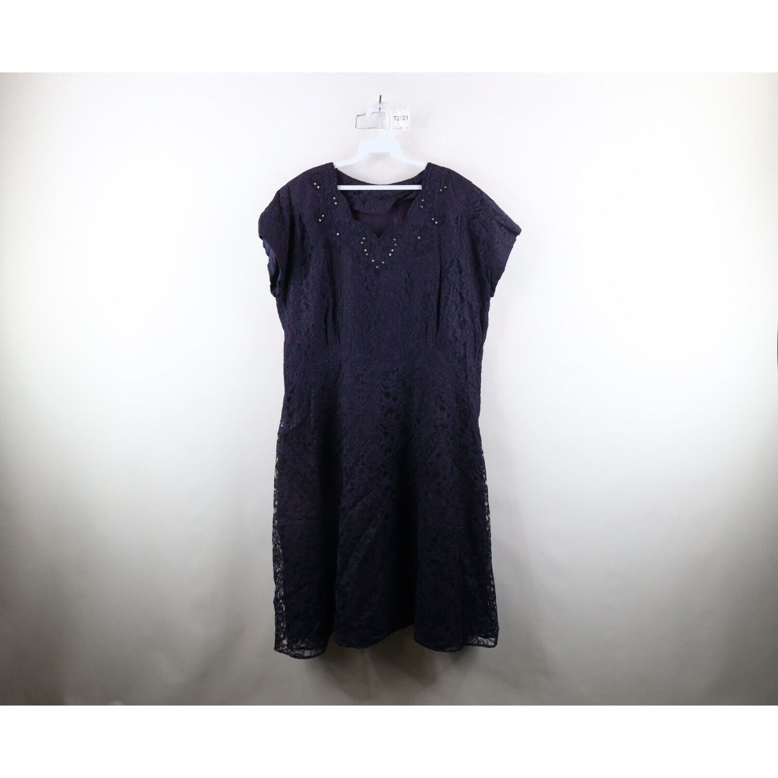 Vintage Vintage 60s 70s Rockabilly Distressed Jeweled Floral Dress Size XL / US 12-14 / IT 48-50 - 1 Thumbnail
