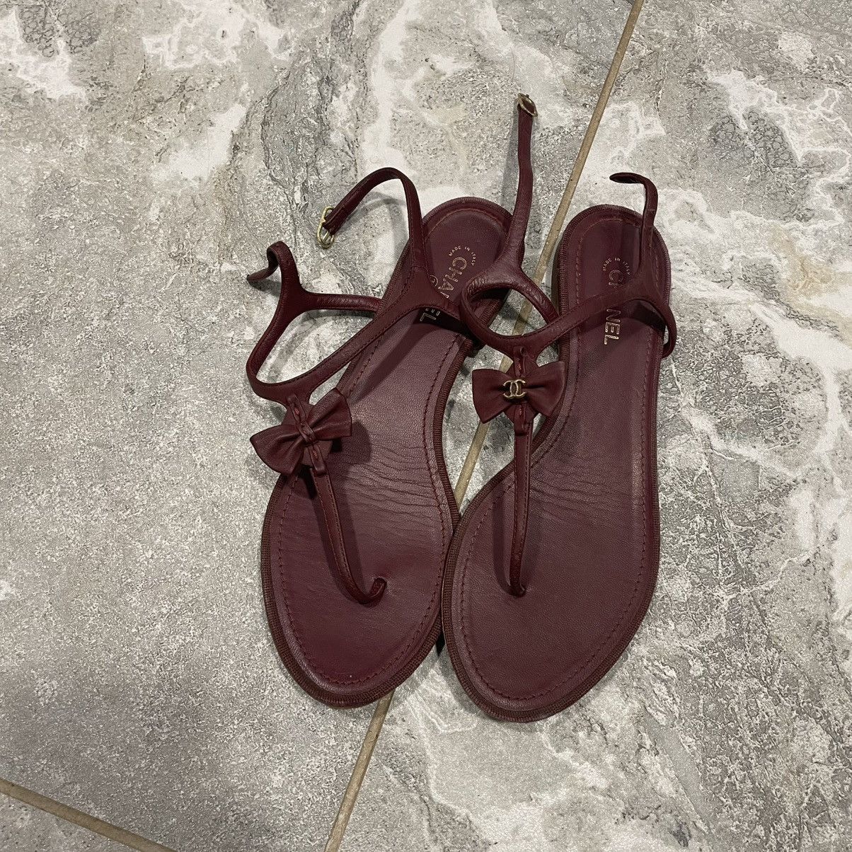 Chanel CHANEL slip on jelly sandals old money burgundy luxury Size US 8 / IT 38 - 1 Thumbnail