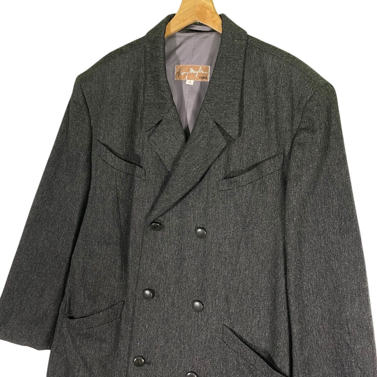 Mugler × Thierry Mugler × Vintage Vintage 90s Thierry Mugler Long Coat Wool Jacket Size US M / EU 48-50 / 2 - 5 Thumbnail