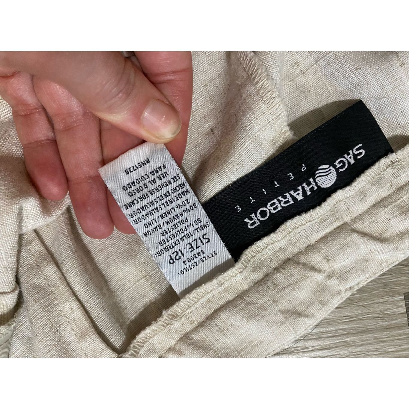 Misty Harbor Sag Harbor Light Khaki Linen Pants, Straight Leg, Size 12P Size 34" / US 12 / IT 48 - 5 Thumbnail