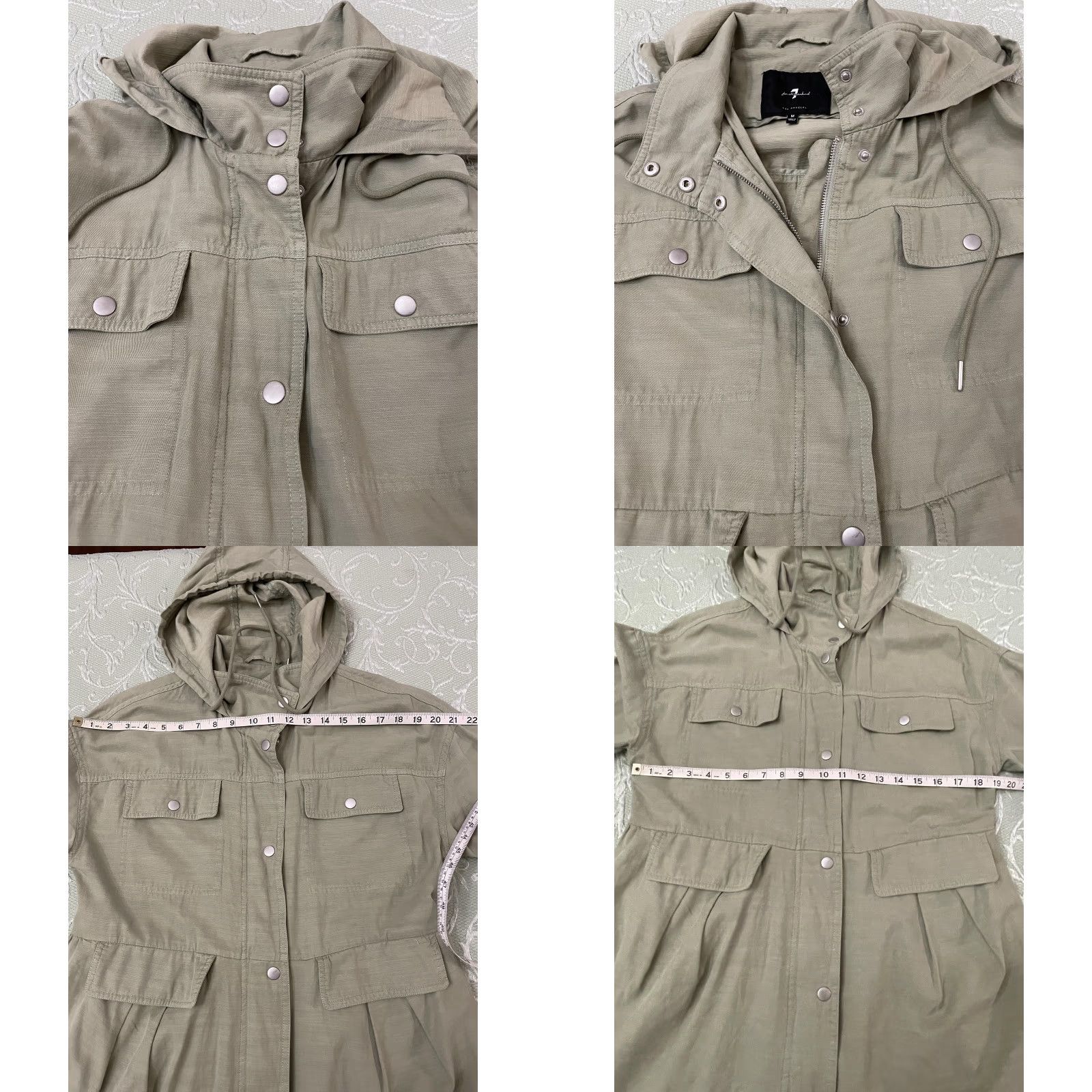 7 For All Mankind 7 For All Mankind Jacket Womens Medium Green Hooded Utility Parka Coat Pockets Size M / US 6-8 / IT 42-44 - 8 Thumbnail