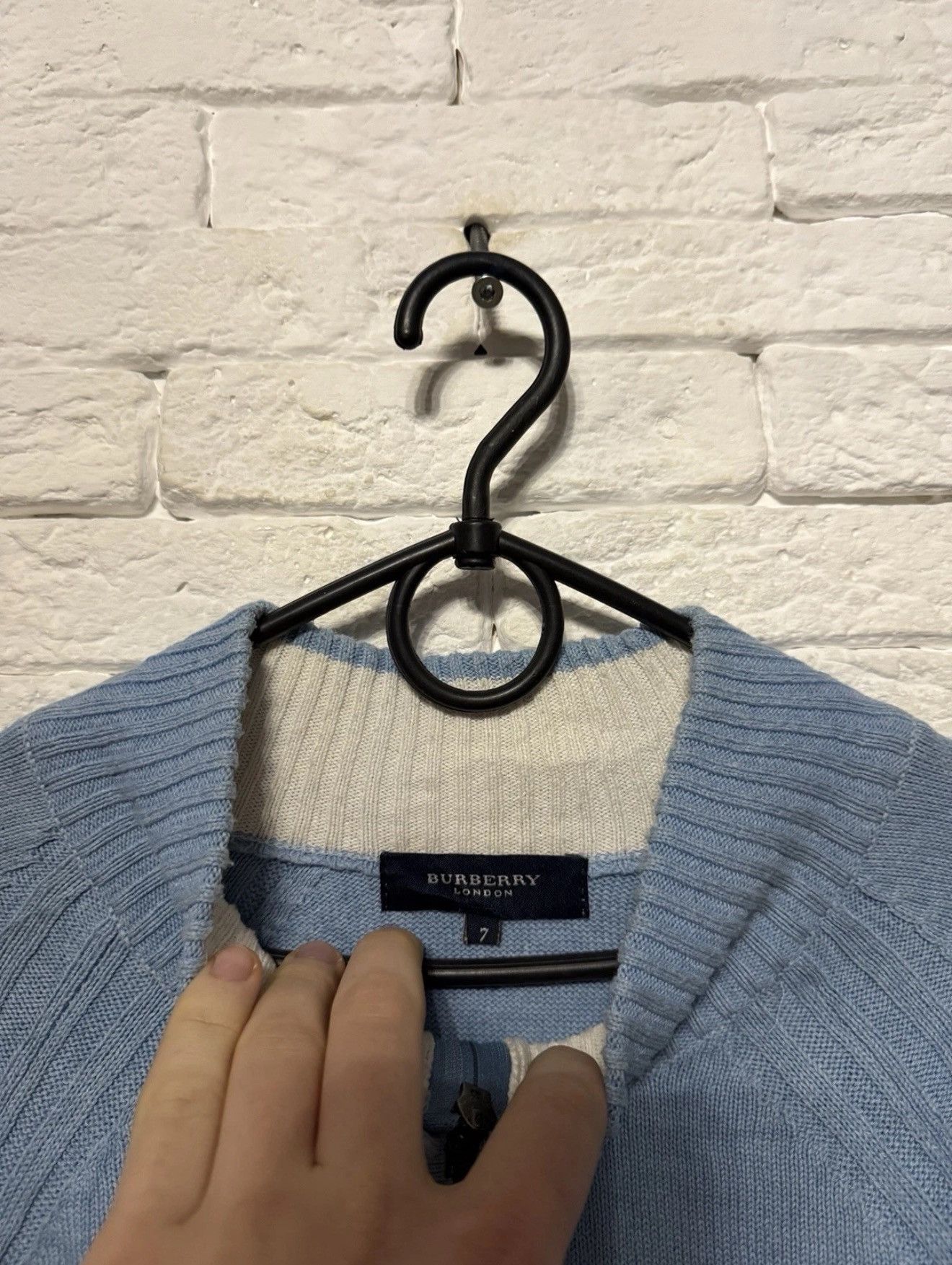Burberry Burberry London FullZip Cotton Knit Sweater Embroidered Logo Size US L / EU 52-54 / 3 - 3 Thumbnail