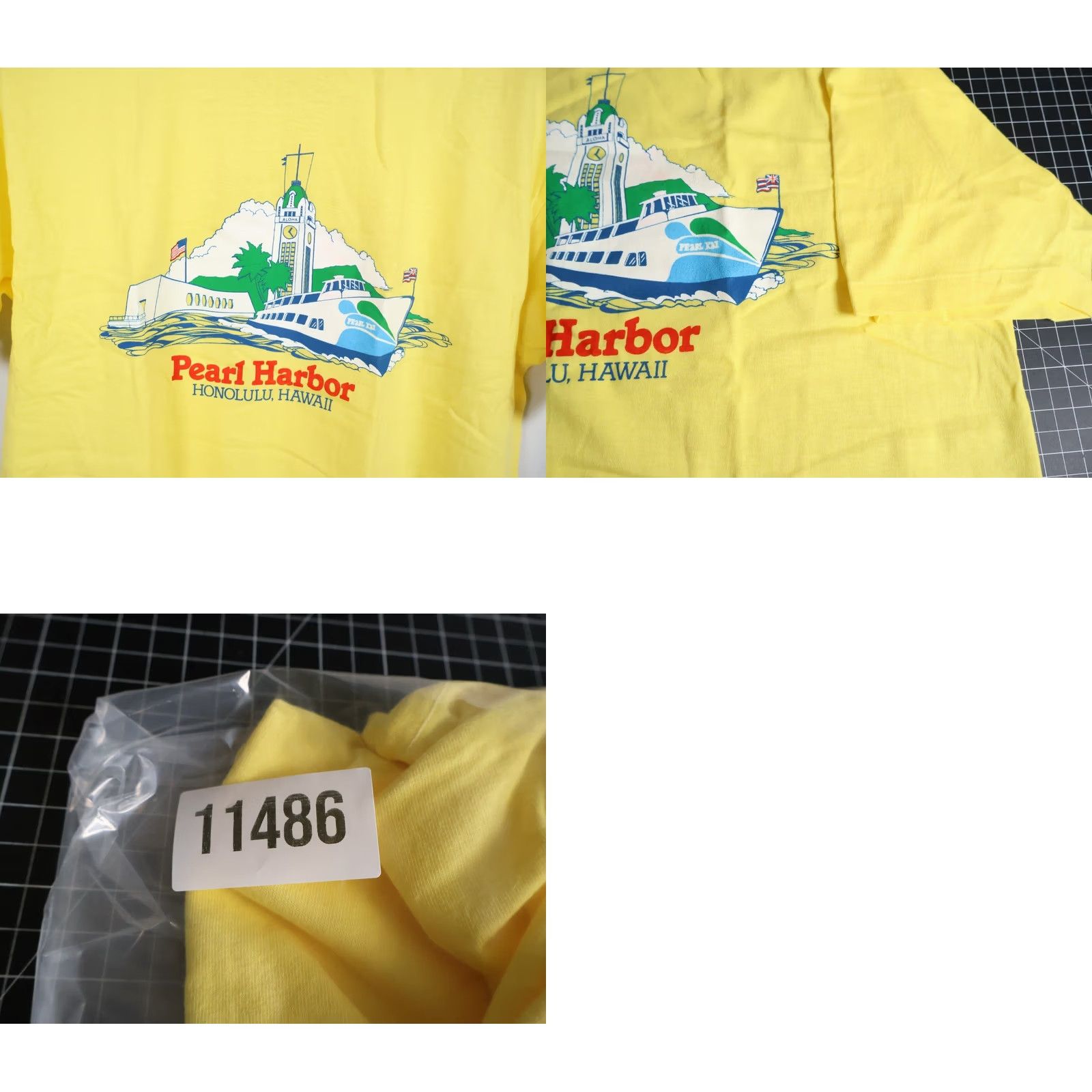Hanes Hanes Pearl Harbor Hawaii Graphic T-Shirt Yellow 80s Vintage Men's XL Large Short Sleeve Crew Neck Size US L / EU 52-54 / 3 - 8 Thumbnail