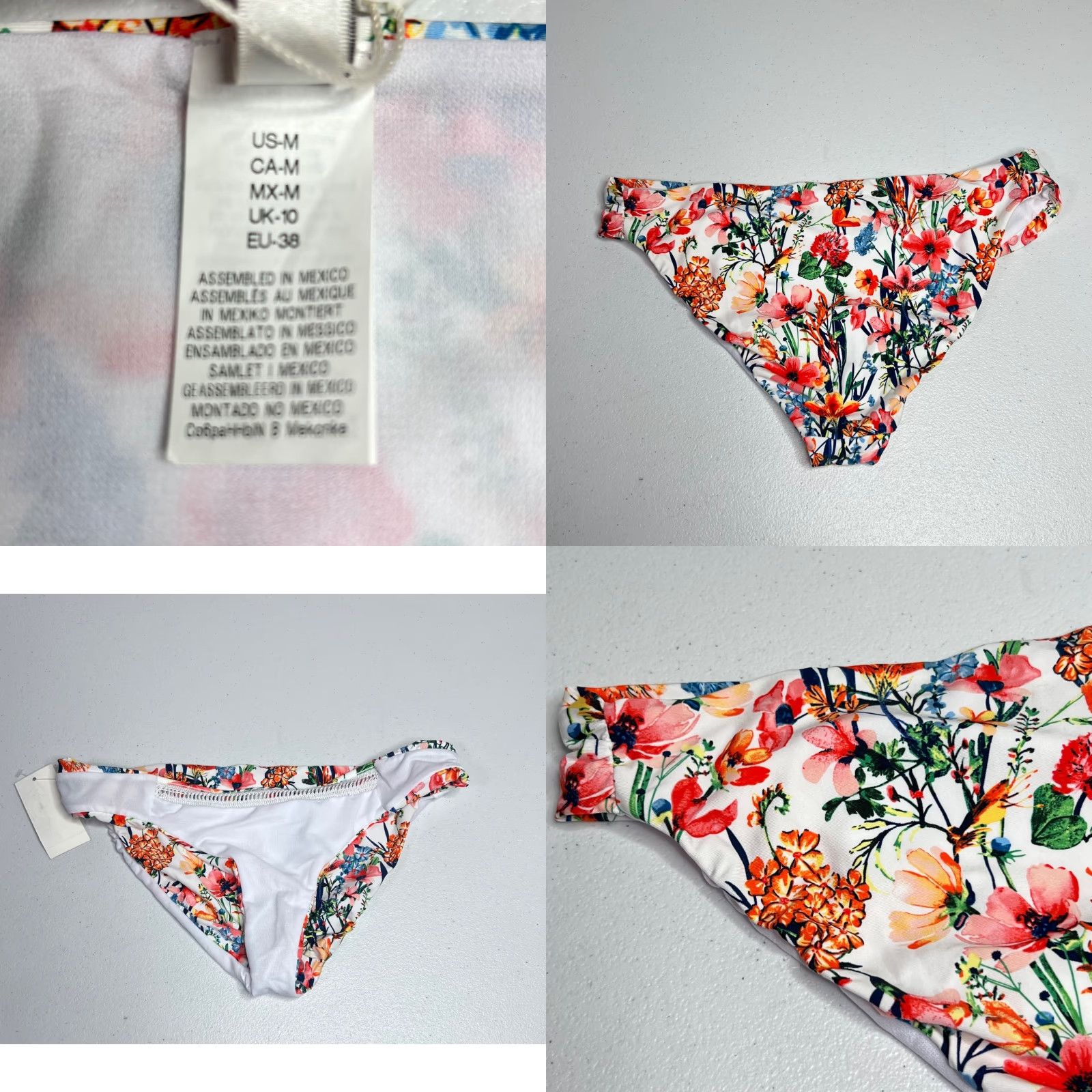 Lucky Brand Lucky Brand Bikini Bottom M White Multicolor Floral Beach Summer Swim Bottom Women Size 32" / US 10 / IT 46 - 8 Thumbnail
