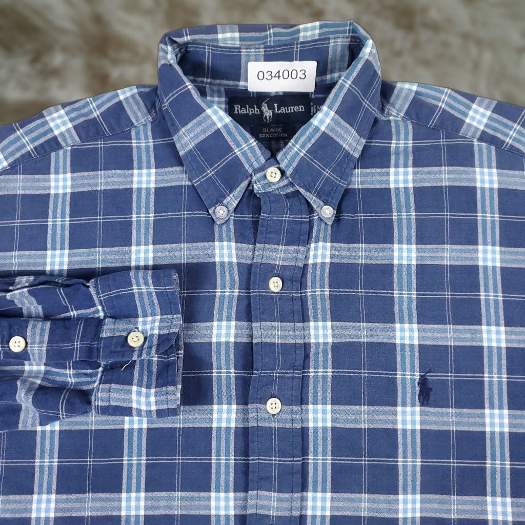 Ralph Lauren Ralph Lauren Shirt Mens Medium Blue Plaid Button-Up Long Sleeve Polo Button-Down Collar Size US M / EU 48-50 / 2 - 1 Thumbnail