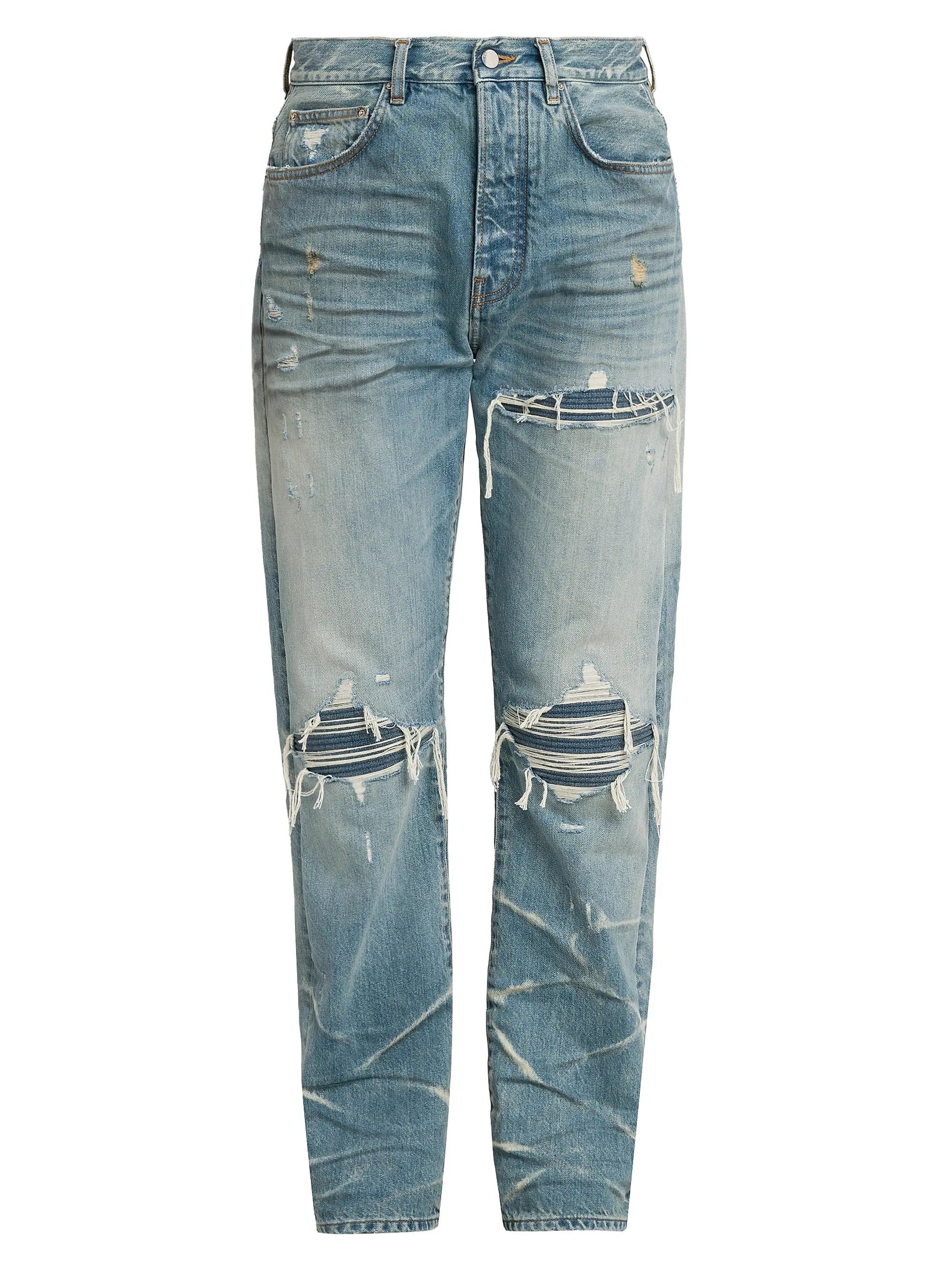 Amiri os11x1225 Mx1 Distressed Mid-Rise Straight-Leg Jeans in Blue Size US 32 / EU 48 - 1 Thumbnail