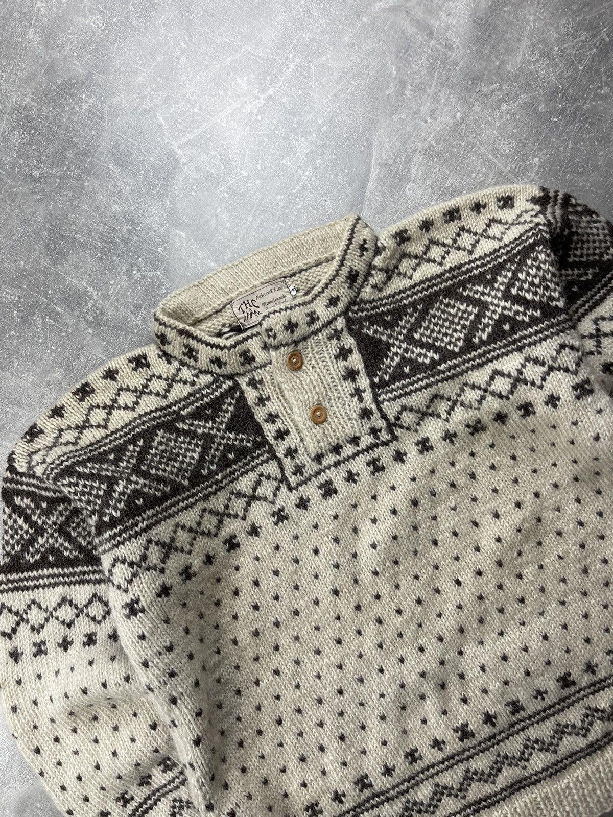 Vintage THG Natural Line Nordic Wool Sweater Scandinavian Pattern Size US XL / EU 56 / 4 - 4 Thumbnail