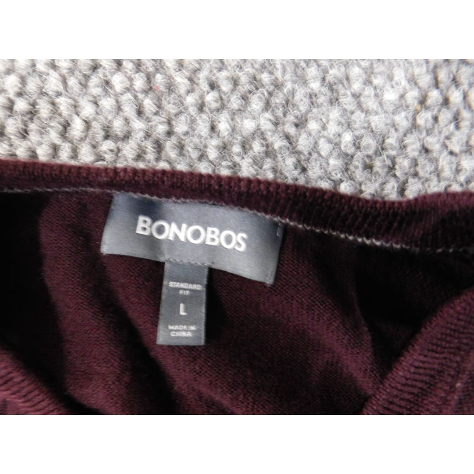 Bonobos Bonobos Sweater Mens Large Purple Wool V-Neck Pullover Knitting Knit Cable Knit Business Office Regular L Zip Size US L / EU 52-54 / 3 - 4 Thumbnail