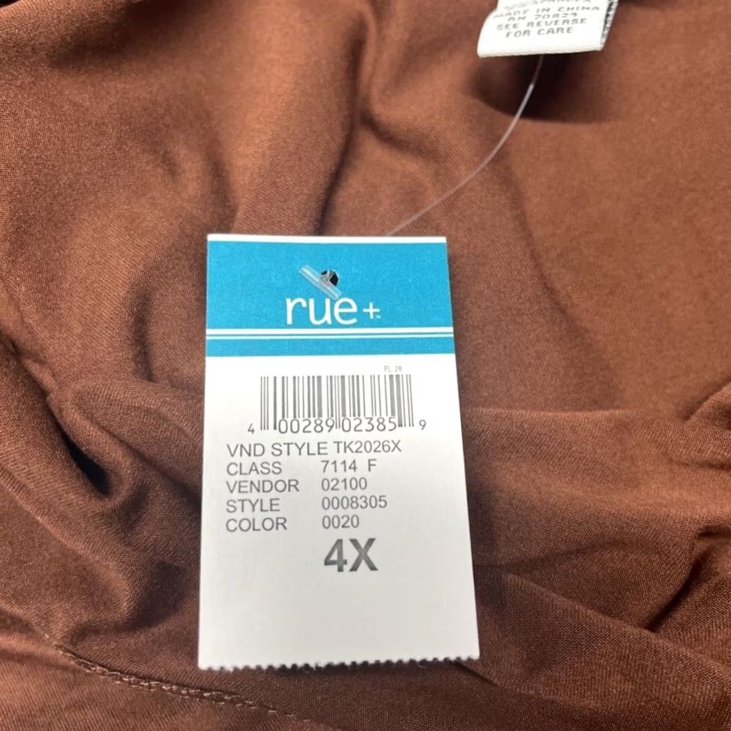 Vintage Rue21 Blouse Womens Plus 4X Brown One Shoulder Long Sleeve Ruched Drawstring New Size XXL / US 16-18 / IT 52-54 - 7 Thumbnail