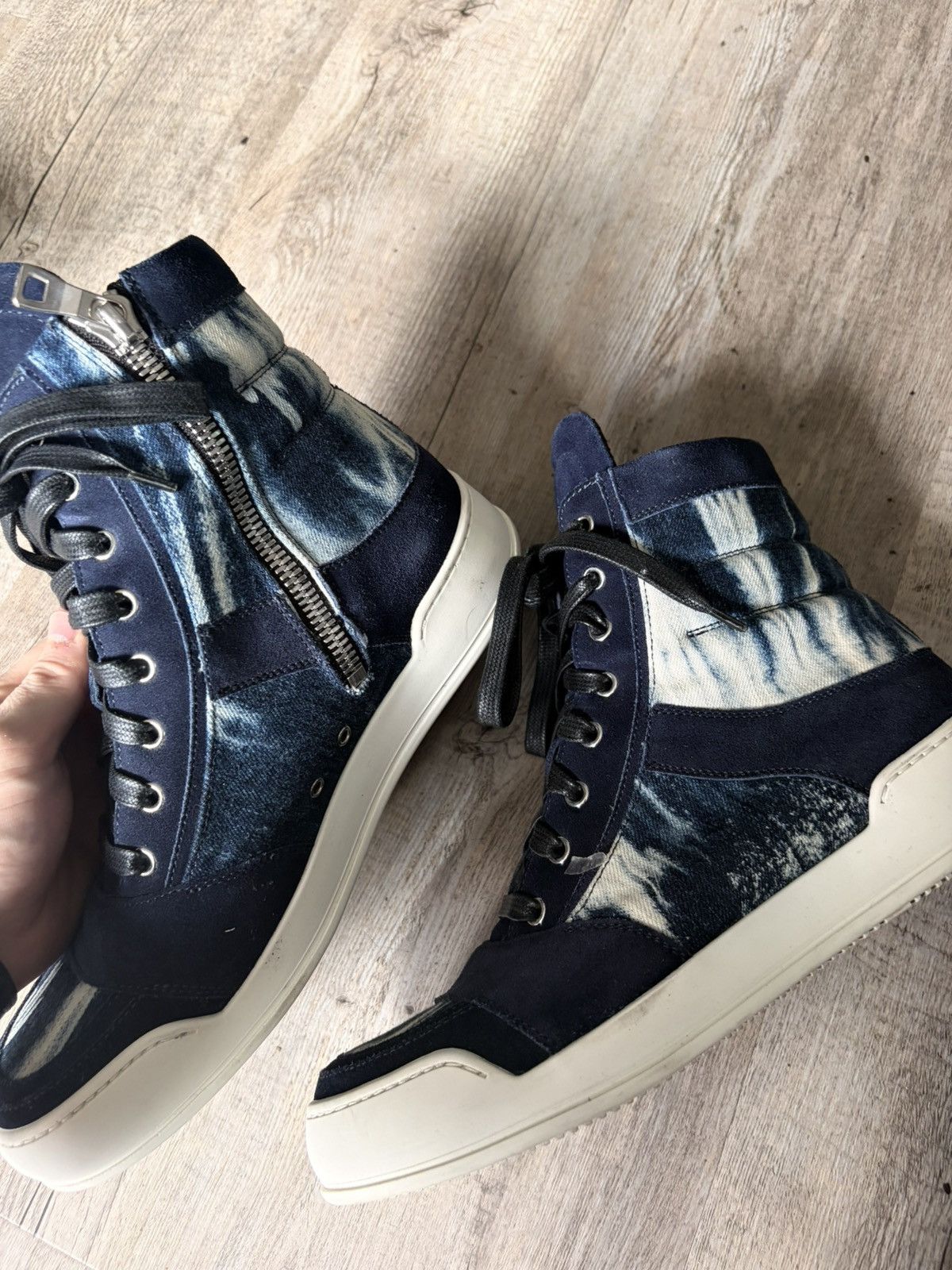 Balmain FW2013 Balmain tie dye denim/suede Leather Sneakers Size US 7 / EU 40 - 3 Thumbnail