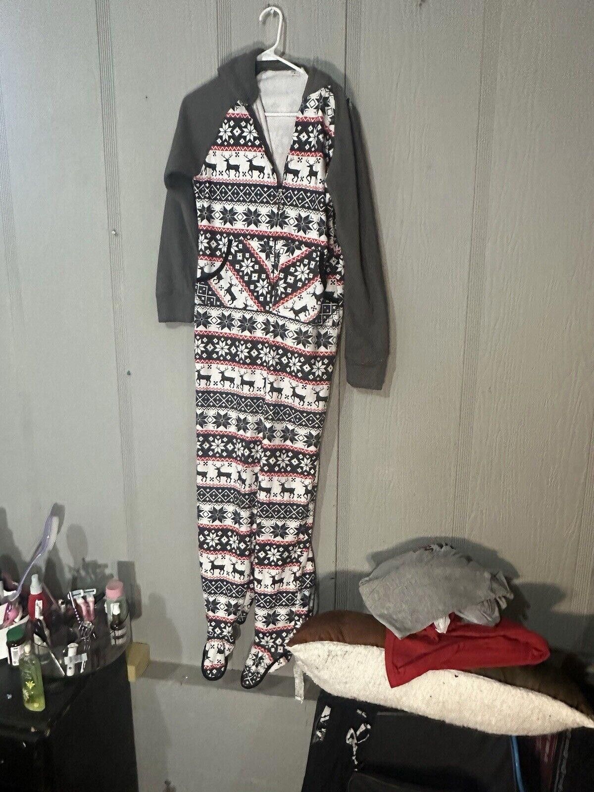 Designer Womens Medium Pajama Deer Christmas One Peice Size ONE SIZE - 2 Thumbnail