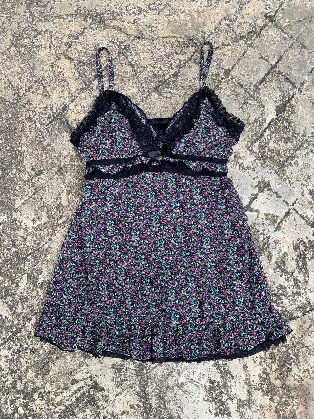 y2k ce2 Japan Ruffle Lace Trim Cami Tank Mesh Top