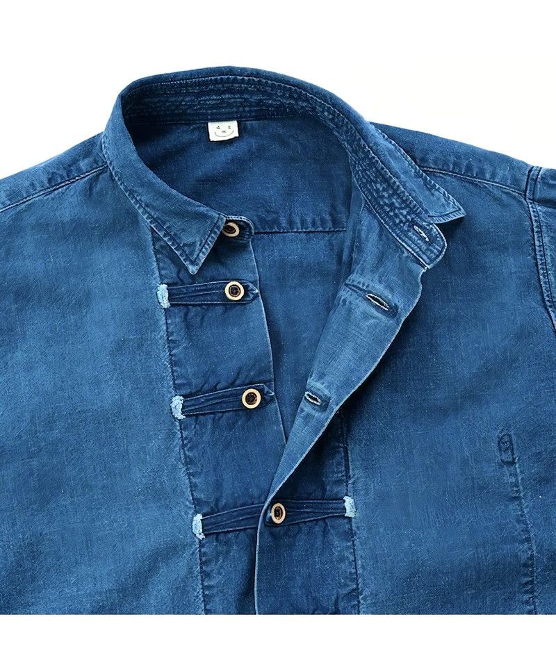 Japanese Brand 45rpm Indigo Dyed Unique Flap Japan Soft Denim Shirt Size US L / EU 52-54 / 3 - 16 Thumbnail
