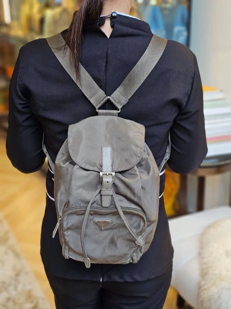 Prada Prada Tessuto Olive Green Nylon Backpack Size ONE SIZE - 2 Thumbnail