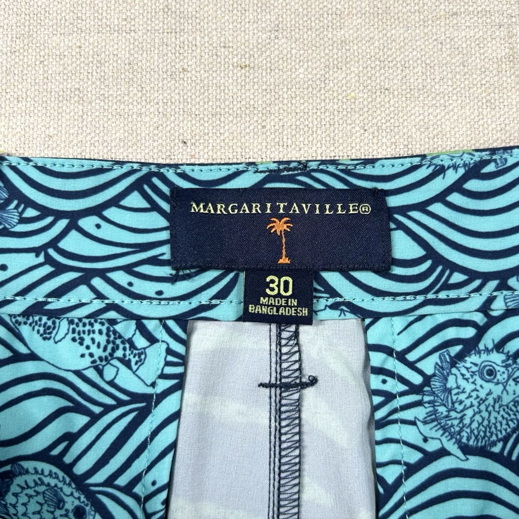 Vintage Margaritaville Shorts Mens 30 Chino Performance Golf Floral Insignia Blue Navy Beige? No Beige. Size US 30 / EU 46 - 4 Thumbnail