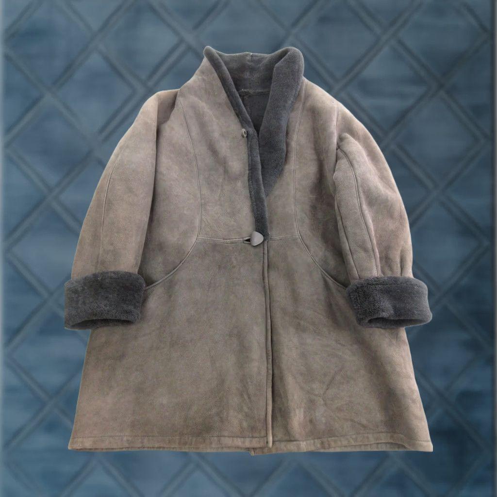 Vintage Vtg Shearling Coat Mens XL Brown Suede Wool Lined Toggle Button Warm Rancher Size US XL / EU 56 / 4 - 1 Thumbnail