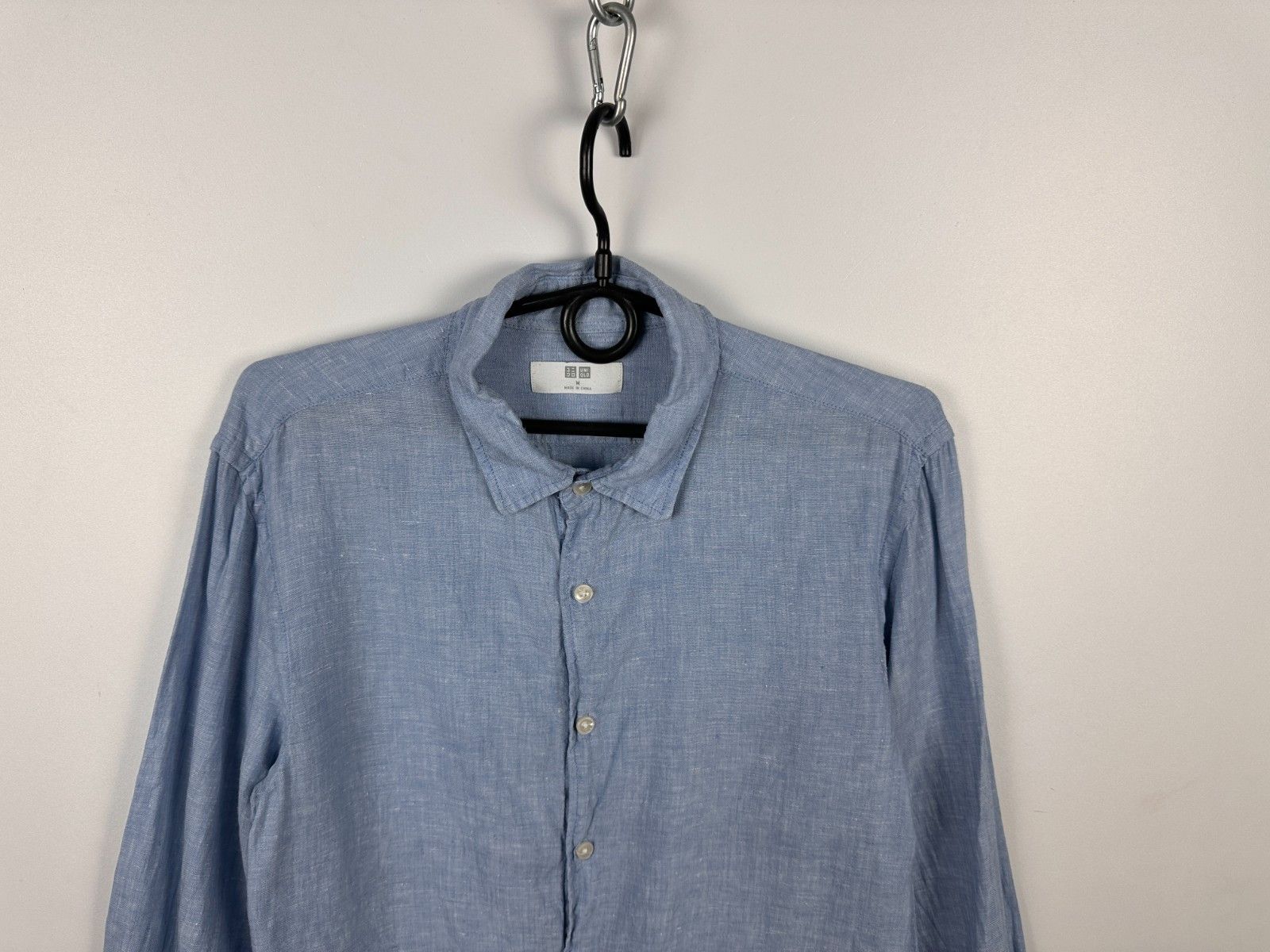 Uniqlo Uniqlo 100% Linen Buttons Up Long Sleeve Shirt Blue Size M Size US M / EU 48-50 / 2 - 2 Thumbnail
