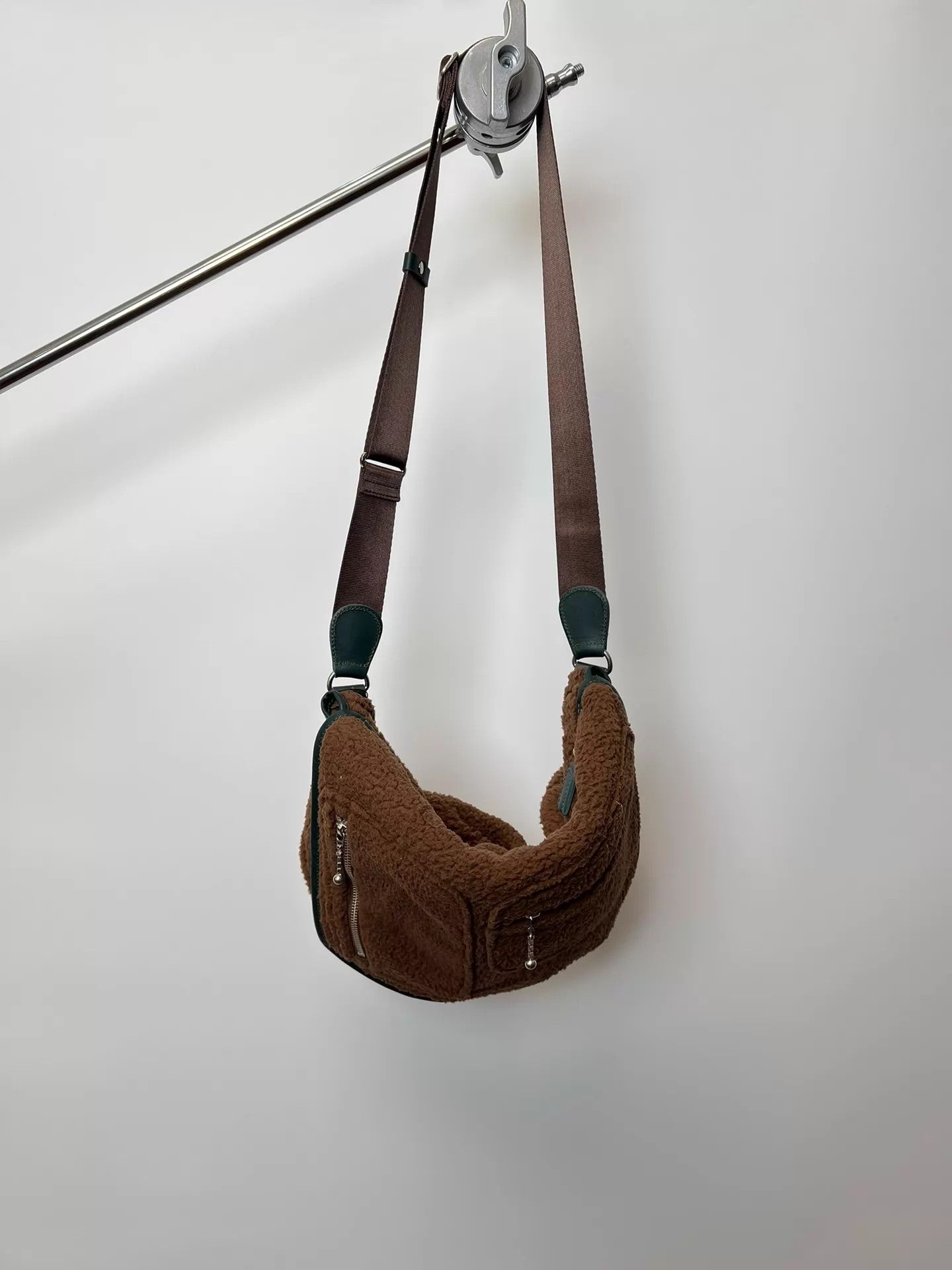 Yohji Yamamoto Yohji Yamamoto Maillard Lamb Wool Zipper Crossbody Bag Size ONE SIZE - 2 Thumbnail