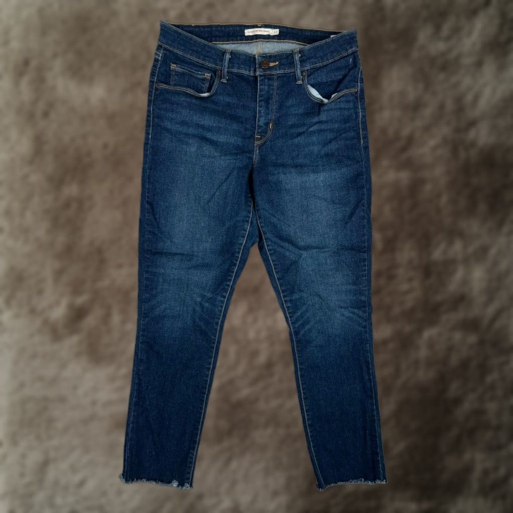 Levi's Levi's Jeans Womens 12 Blue Classic Mid Rise Skinny Ankle Raw Hem Stretch Denim Size 34" / US 12 / IT 48 - 1 Thumbnail
