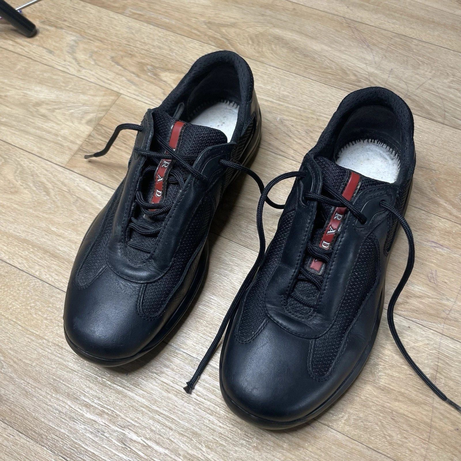 Prada Prada America's Cup Sneakers Linea Rossa Black Leather Mesh Size US 7.5 / IT 37.5 - 2 Thumbnail