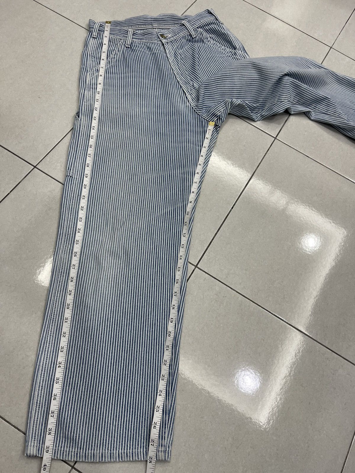 Lee Lee Hickory Stripe Carpenter Pants Union Made Sanforized Size 28" / US 6 / IT 42 - 15 Thumbnail