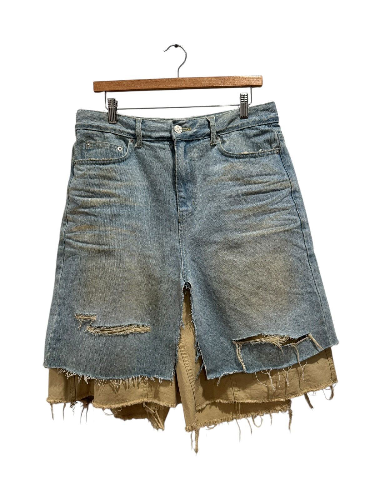PROJECT G/R Project G/R Layered Skirt Denim Carpenter Shorts