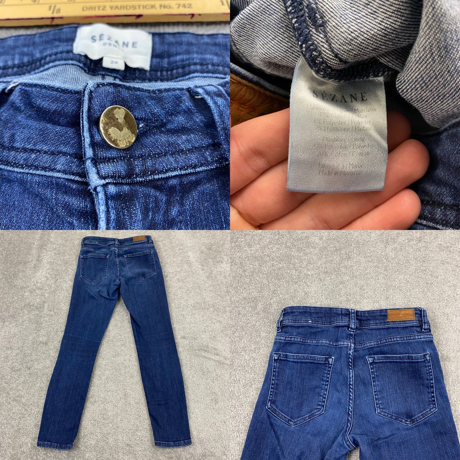 Denime Sezane Jeans Womens 24 Denim Slim Skinny Tapered Leg Medium Wash Stretch Blue 26 Inseam 5-Pocket Design Mens? Size 42" / US 20 - 8 Thumbnail