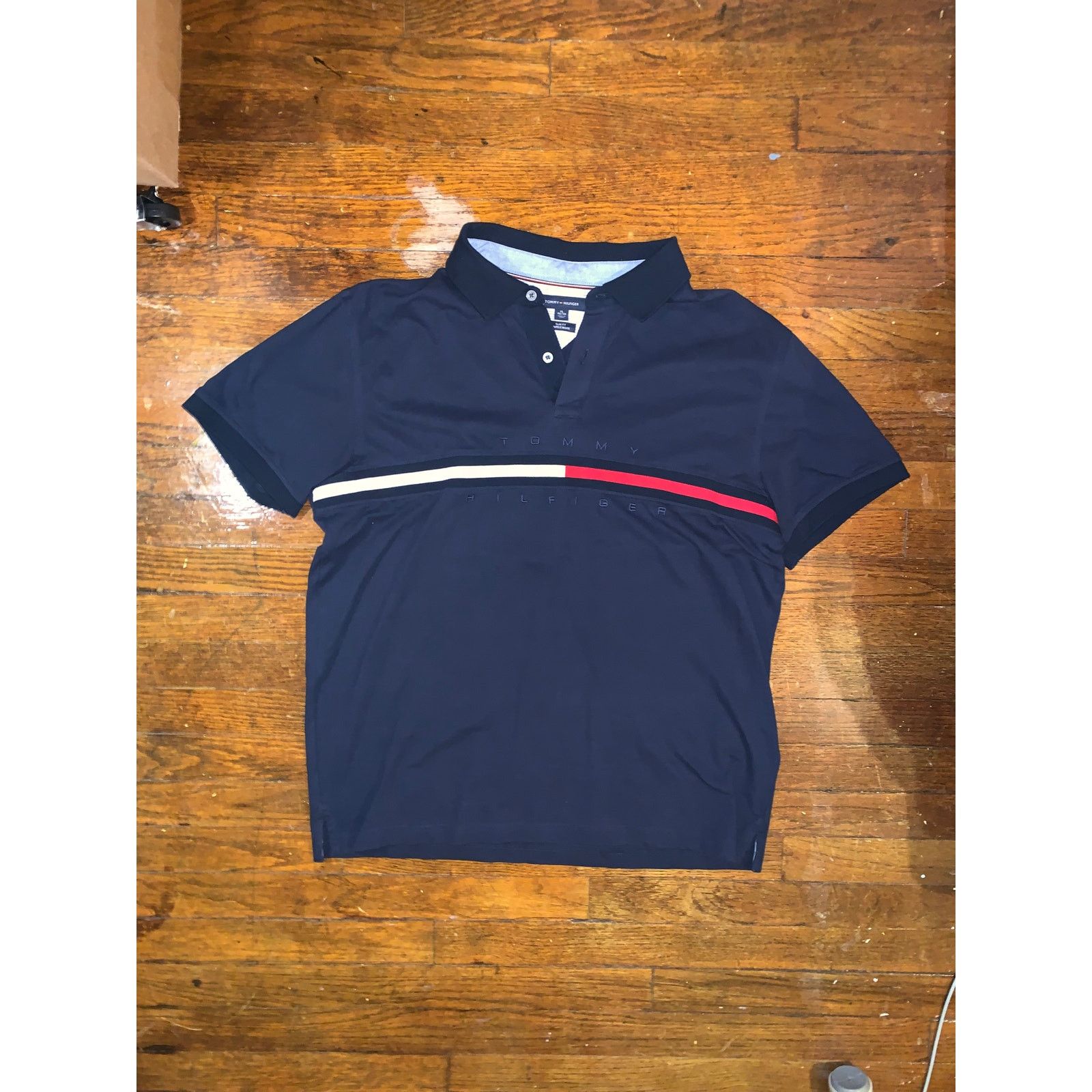 Tommy Hilfiger Tommy Hilfiger Logo Polo Shirt Mens XL Navy Blue Slim Fit Size US XL / EU 56 / 4 - 1 Thumbnail