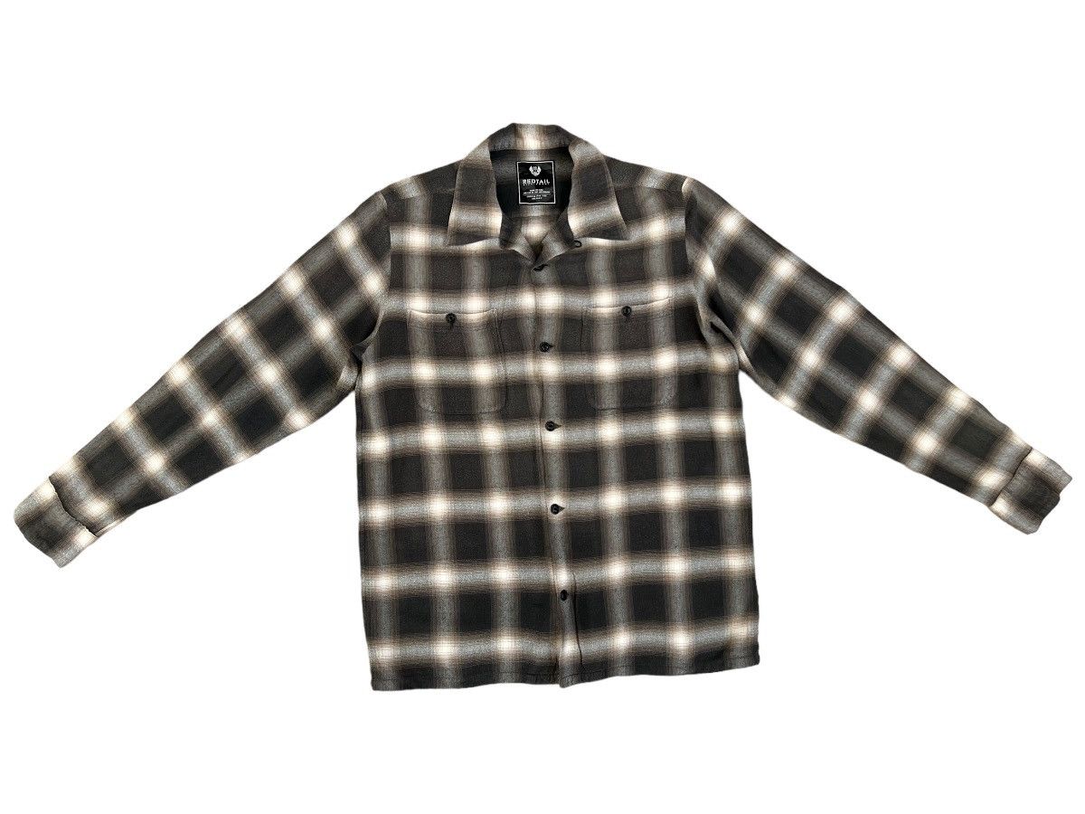 image of Freewheelers x The Flat Head Vintage Redtail Sicklewear Japan Shadow Plaid Rayon Shirt (Size Medium