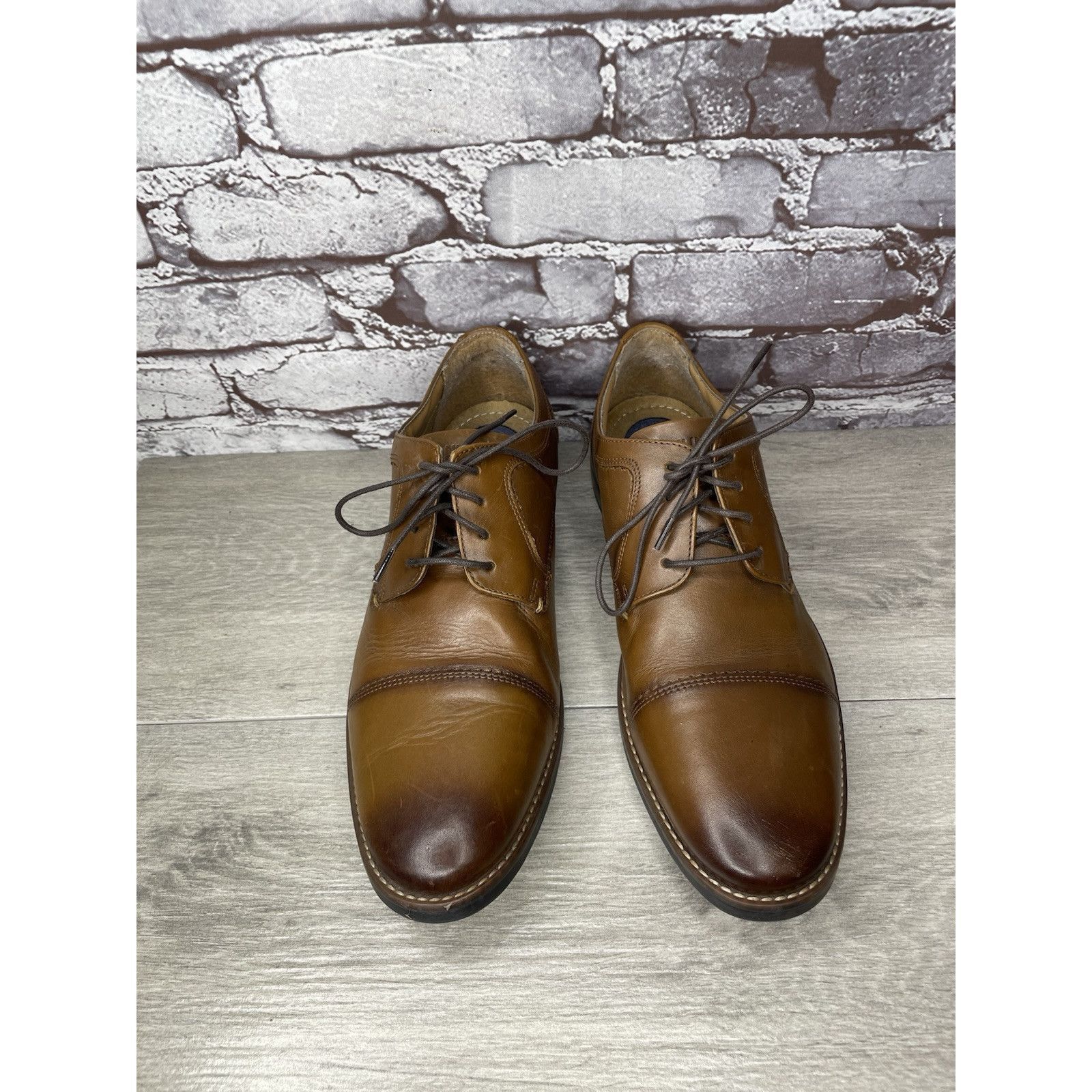 Nunn Bush Nunn Bush Mens Brown Cap Toe Comfort Gel Lace Up Shoes Size Size US 10.5 / EU 43-44 - 3 Thumbnail