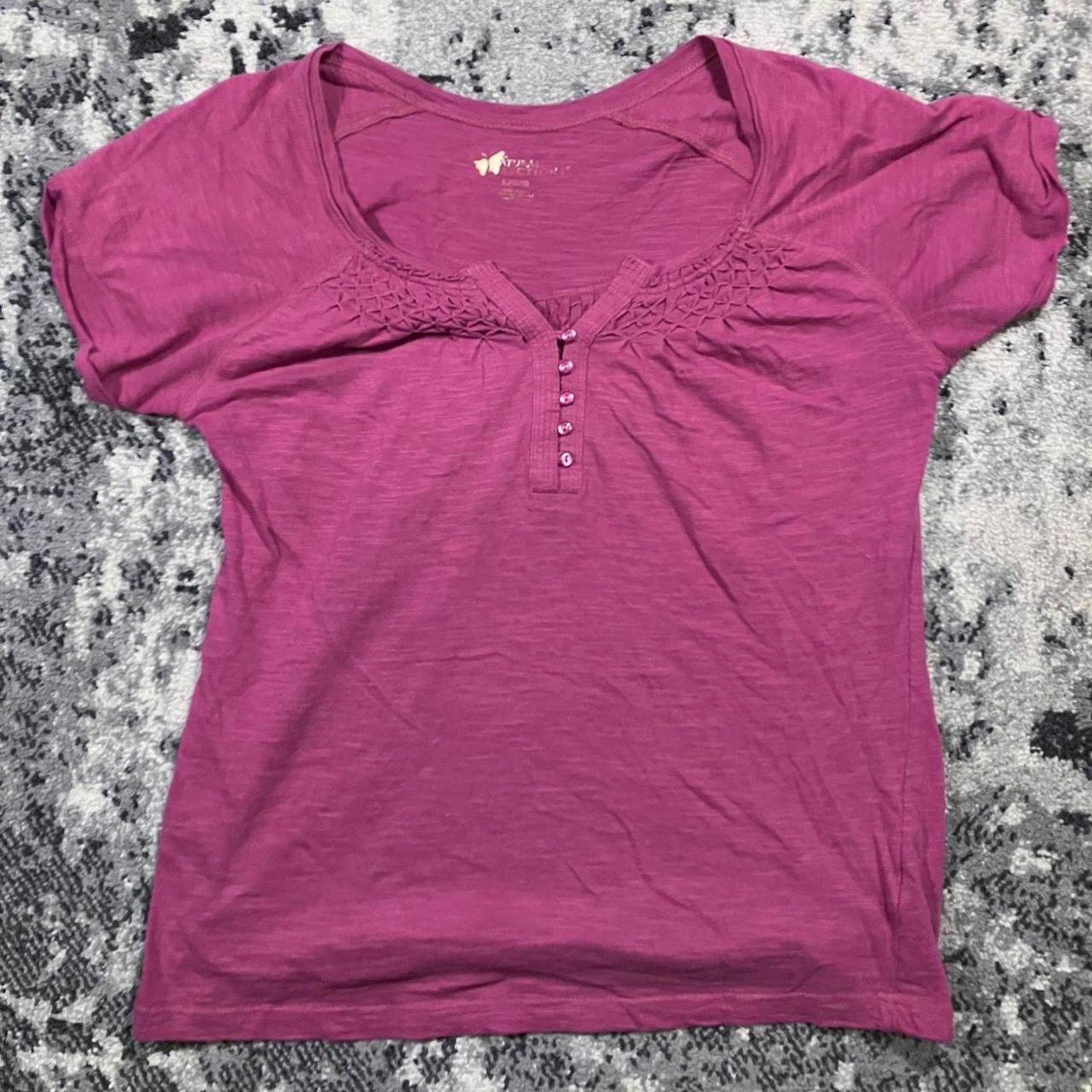 Natural Selection Y2k Lace Natural Reflections Pink Henley Shirt Size L / US 10 / IT 46 - 1 Thumbnail