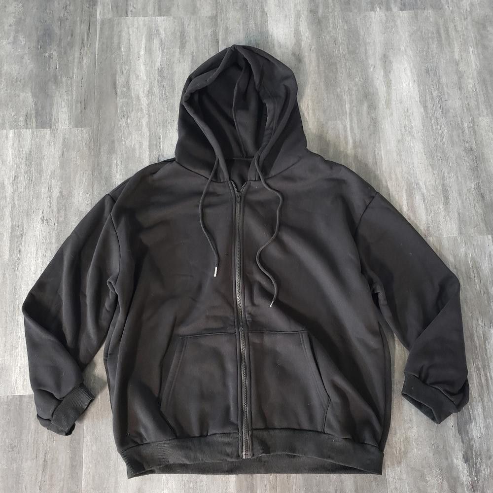 Shein Black Basic SHEIN Oversized Zip Up Size L / US 10 / IT 46 - 1 Thumbnail