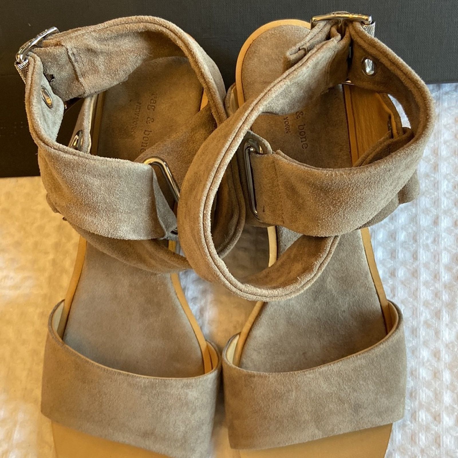 Rag & Bone NEW! rag & bone DAMIAN Wedge 39.5 Gray Leather Heels Sandal Size US 8.5 / IT 38.5 - 11 Thumbnail
