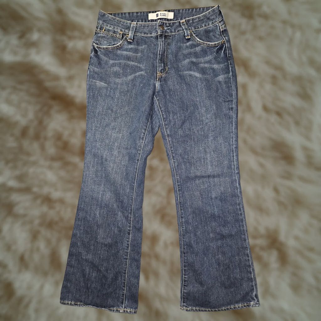 Gap GAP Flare Jeans Womens 10 Mid Rise Stretch Denim Bootcut Classic Pants 00's Size 32" / US 10 / IT 46 - 1 Thumbnail