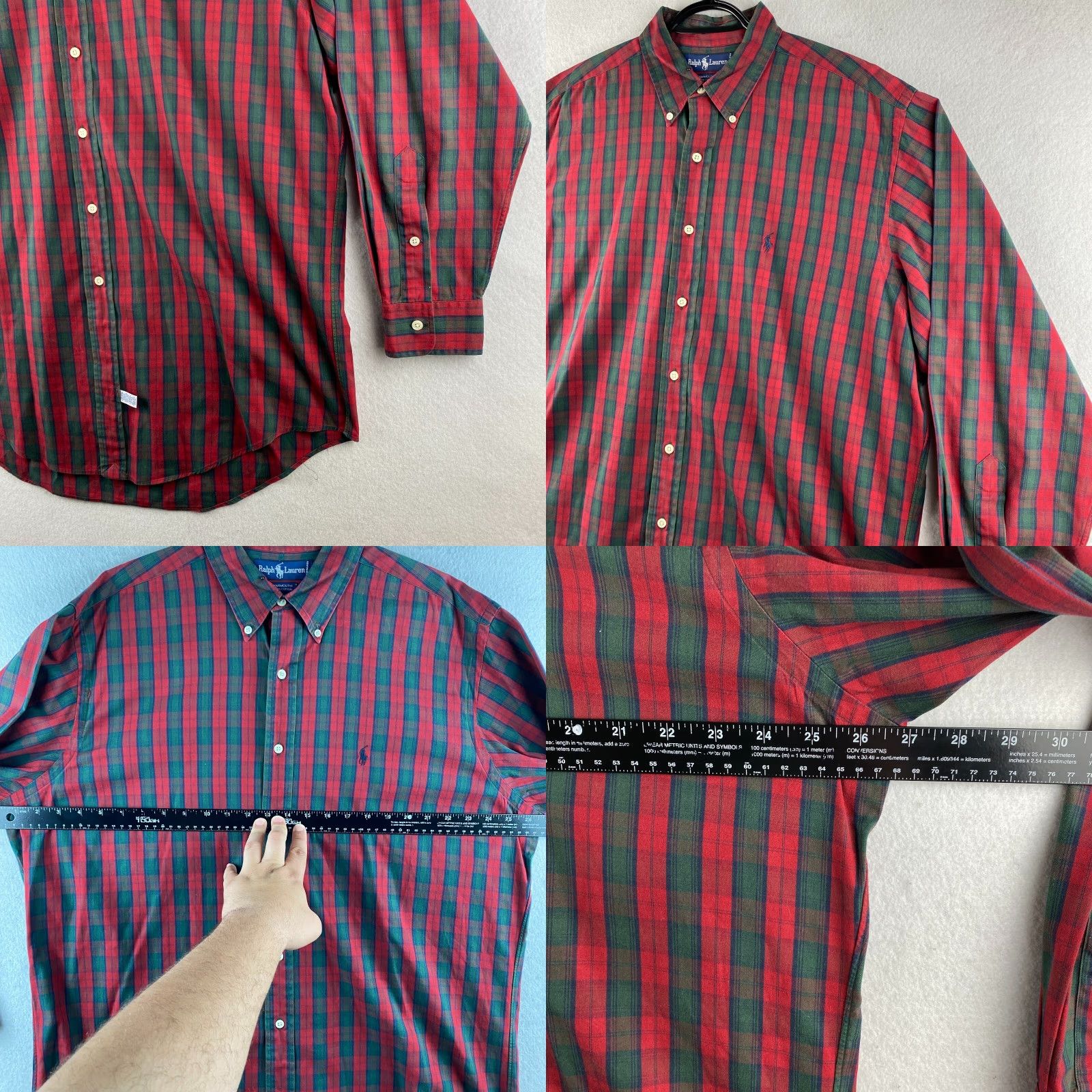Polo Ralph Lauren VINTAGE Polo Ralph Lauren Shirt Mens 16 1/2 - 34 Red Button-Down Yarmouth Plaid Size US L / EU 52-54 / 3 - 8 Thumbnail