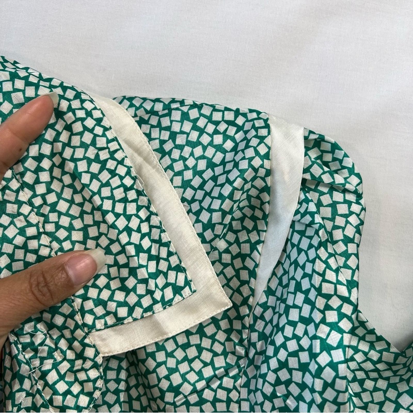 Other Nicola 80s Womens L 14 Green Button Up Long-Sleeve Vintage Size L / US 10 / IT 46 - 5 Thumbnail