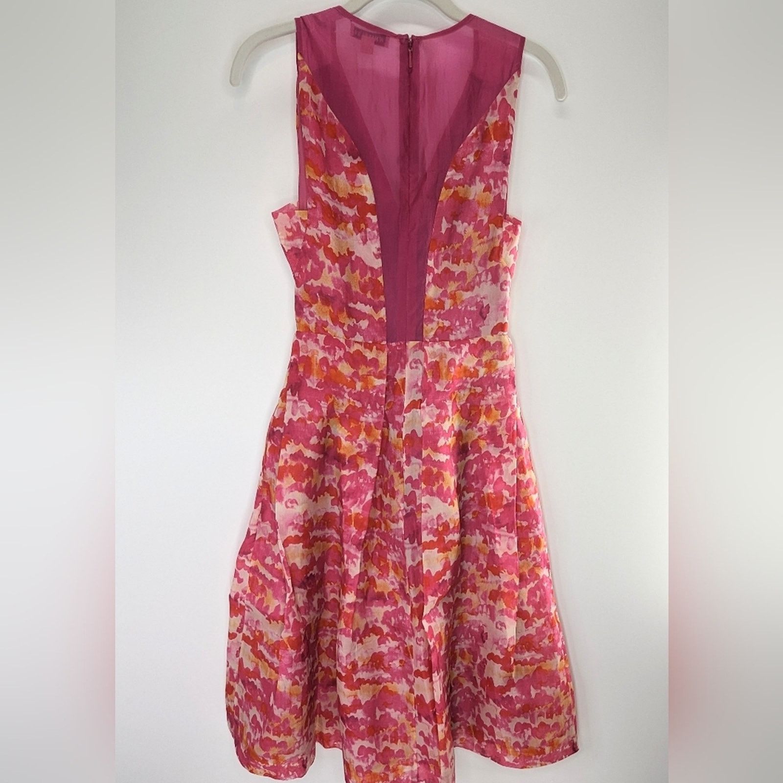 Whistles Whistles Pink Printed Silk A-Line Dress pockets V-Neck Size XS / US 0-2 / IT 36-38 - 2 Thumbnail