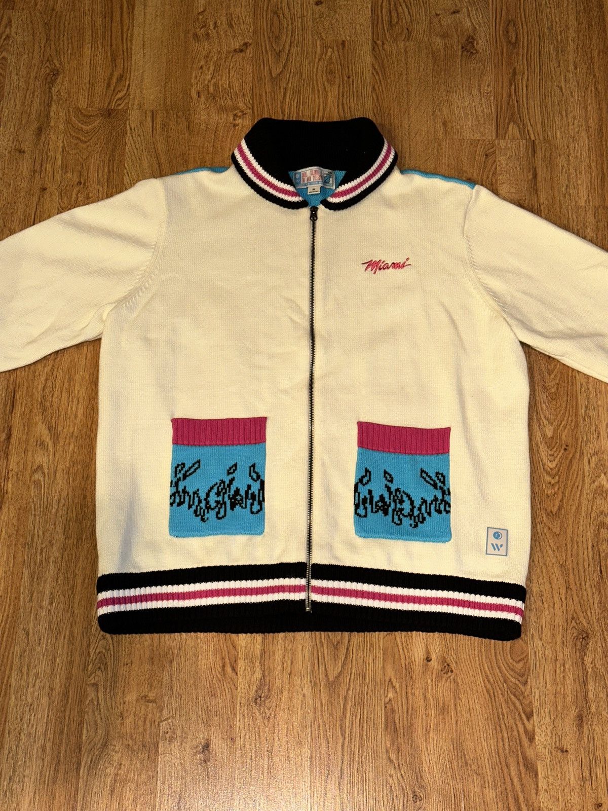 NBA MIAMI HEAT Court Culture Original Vice Knit CardiganSweater Size US XL / EU 56 / 4 - 4 Thumbnail