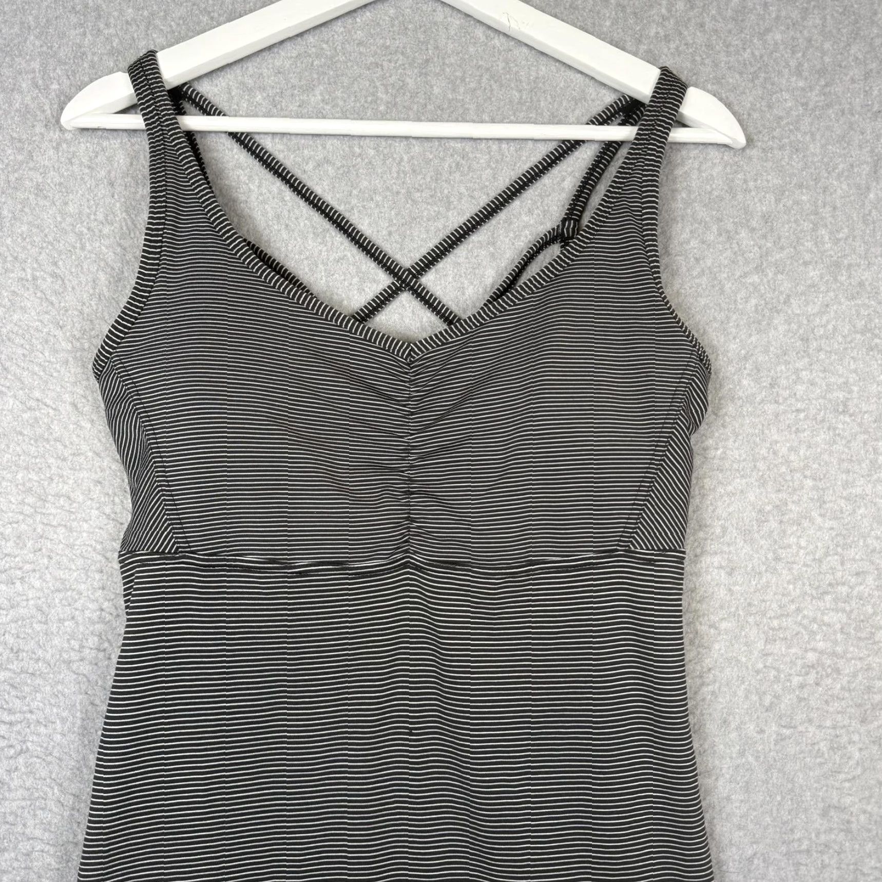 Prana Prana Rebecca Dress Womens Medium Coal Gray Striped Strappy Back Gorpcore Dress Size M / US 6-8 / IT 42-44 - 2 Thumbnail