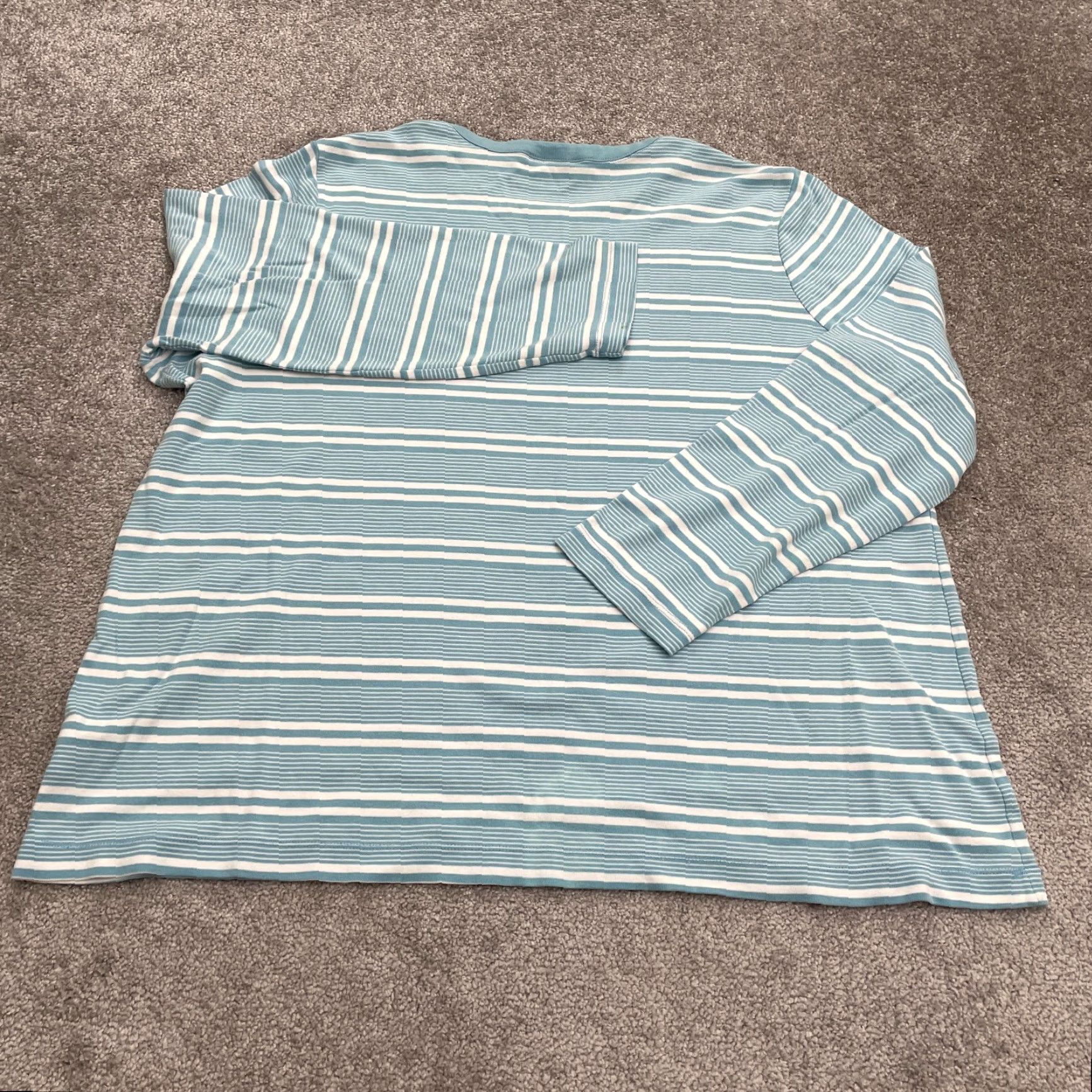 Lands' End Lands' End Women's 2XL Green White Striped Long Sleeve Basic T-Shirt Crew Neck Size XXL / US 16-18 / IT 52-54 - 2 Thumbnail