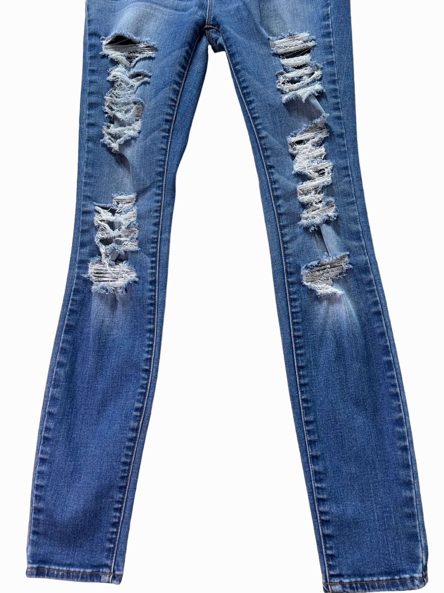 Pacsun Pacsun - Women's Stretch Skinny Jeans Distressed - Blue - 24 Size 42" / US 20 - 16 Thumbnail