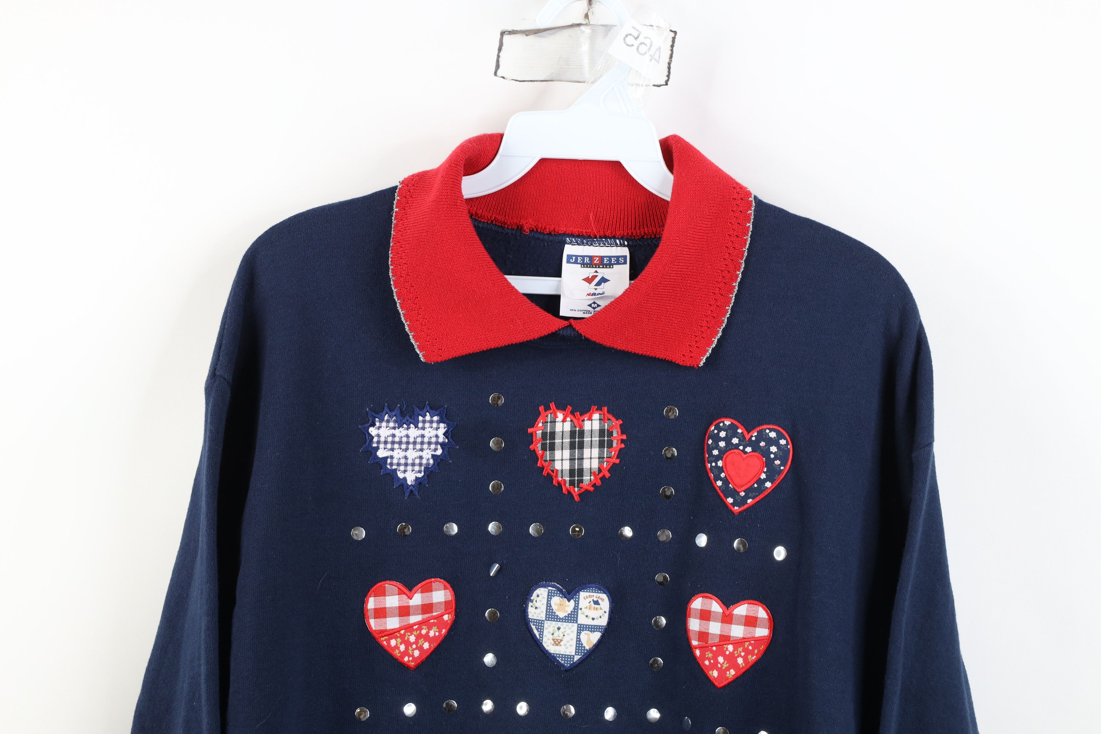 Vintage Vintage 90s Streetwear Heart Country Collared Sweatshirt USA Size M / US 6-8 / IT 42-44 - 2 Thumbnail
