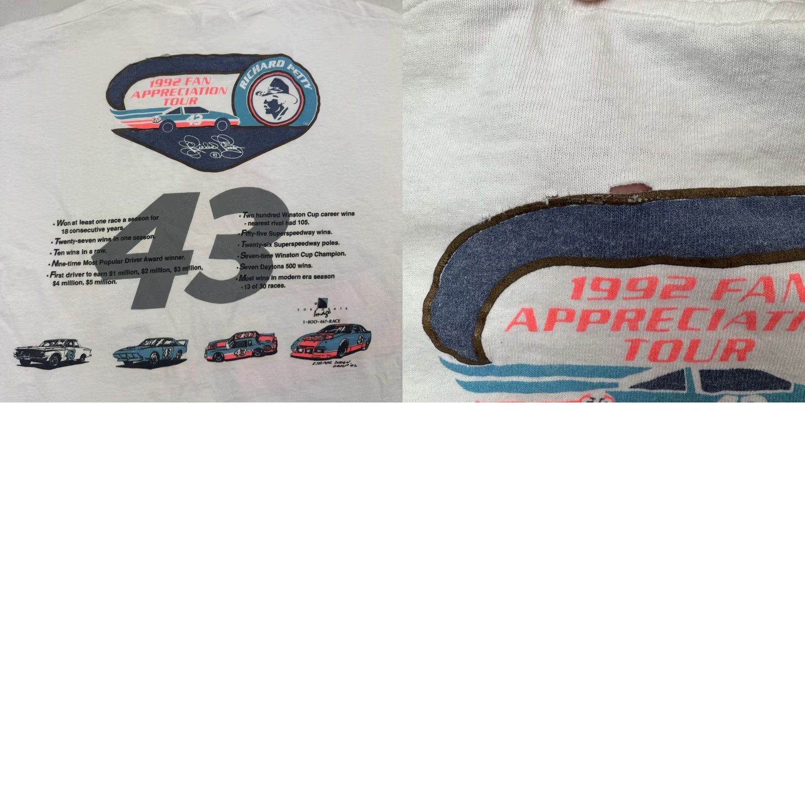 Fruit Of The Loom VINTAGE Fruit of the Loom Richard Petty Nascar T Shirt Adult Large 90s Racing Cars Mens Size US L / EU 52-54 / 3 - 9 Thumbnail