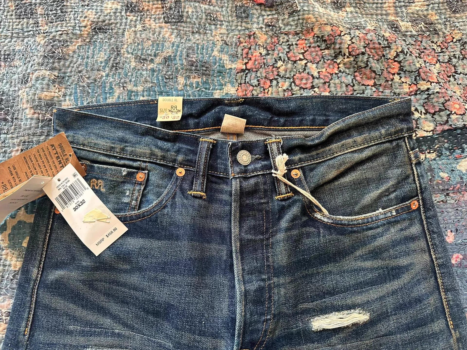 RRL Ralph Lauren RRL Vintage Distressed Ripped Straight Jeans 30x32 Size US 30 / EU 46 - 3 Thumbnail