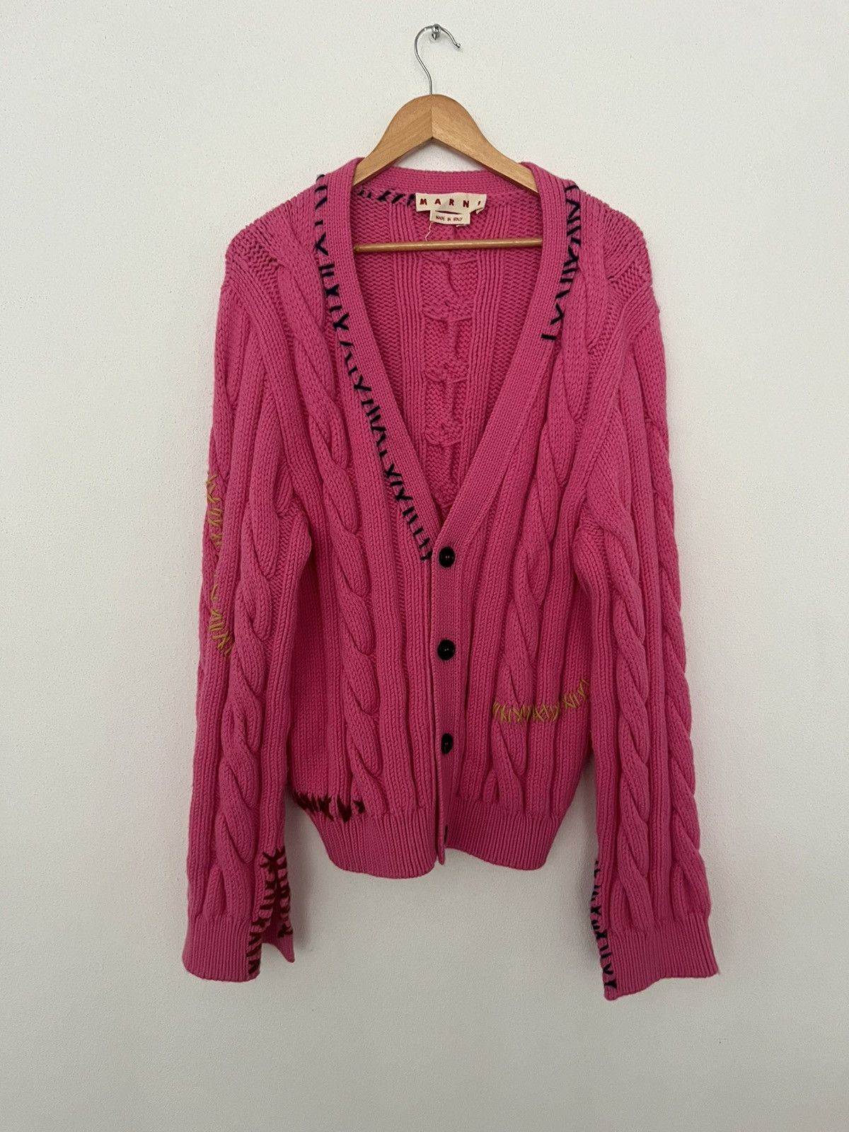 Marni Marni pink distressed stitching knit cardigan / sweater Size US M / EU 48-50 / 2 - 1 Thumbnail