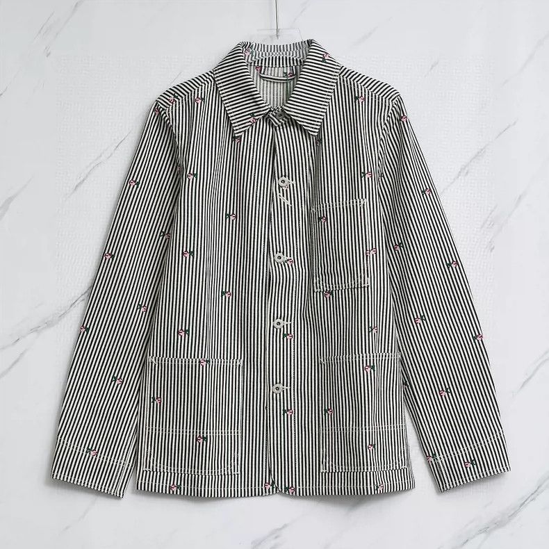 Kenzo KENZO Neutral striped embroidered denim jacket Size S / US 4 / IT 40 - 1 Thumbnail